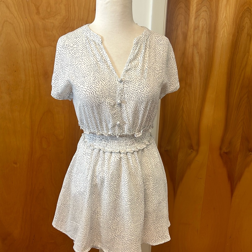 Sienna Sky white and black polka dot mini dress NWT XS